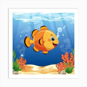 Cartoon Fish Under The Sea Art Print