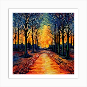 Sunset In The Woods Art Print