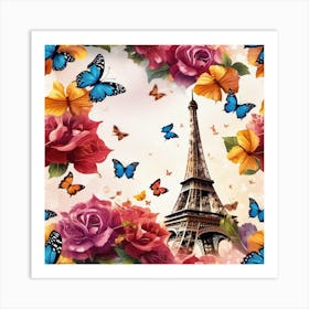 Paris Roses And Butterflies 21 Art Print