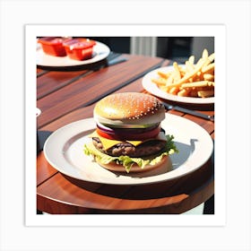 Burger And Fries 4 Art Print