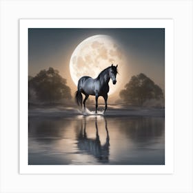 Horse In The Moonlight Art Print