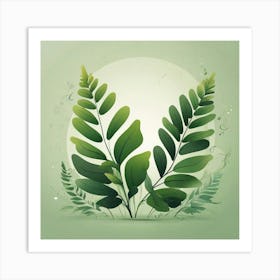 Abstraction with Green fern, Vector art Art Print