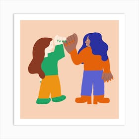 Two Women Hugging Art Print