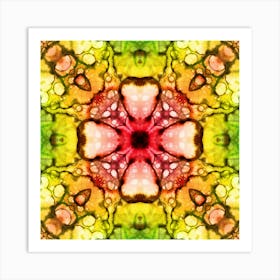 Watercolor Abstraction Green Flower 2 Art Print