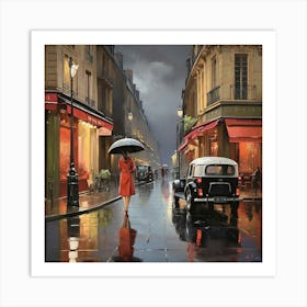 Rainy Night In Paris Art Print 3 Art Print