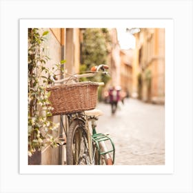 Bicycle In Rome Square Art Print
