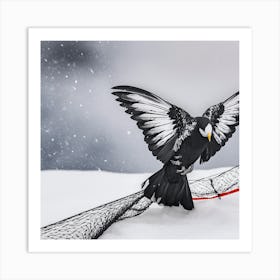 Bird In The Snow abstract Art Print