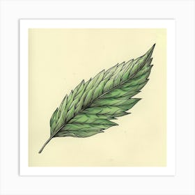 Leaf on Yellow Art Print