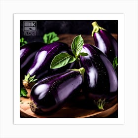 Photo Raw Eggplants Ready To Be Cooked Art Print