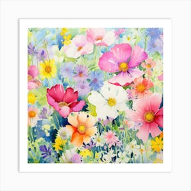 Watercolor Windflowers Garden 5 Art Print