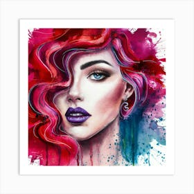 A Stunning Watercolor Portrait Of A Woman Capturin Art Print