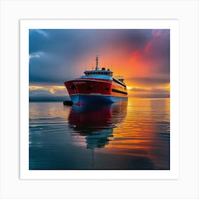 Sunset On A Ferry 8 Art Print