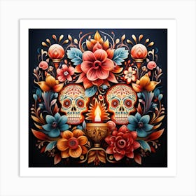 Day Of The Dead Skulls 4 Art Print