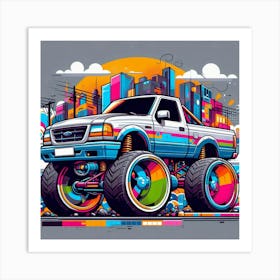 Ford Ranger Pickup Truck Vehicle Colorful Comic Graffiti Style Art Print