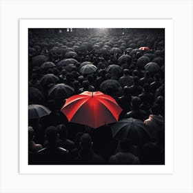 Red Umbrella, Loneliness Art Print
