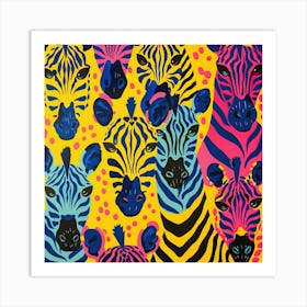 Colourful Animals Zebras Art Print