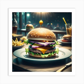 Burger In A Restaurant 6 Art Print