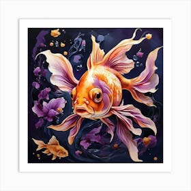 Goldfish With Purple Tones Art Print 2 Art Print