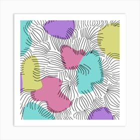 Lines Line Art Pastel Abstract Multicoloured Surfaces Art Art Print