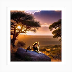 Lion At Sunset 7 Art Print
