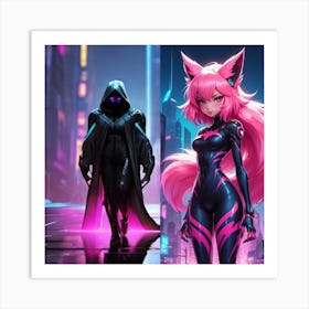 Two Female Characters In A City Art Print