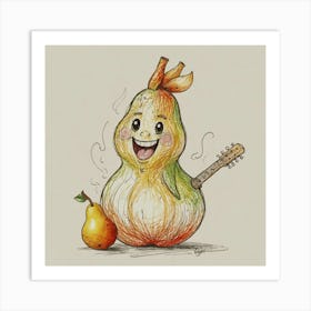 Pear With Guitar Art Print