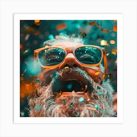 Happy Man With Glasses And Confetti Art Print