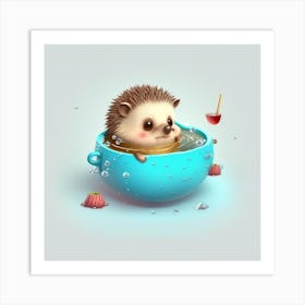 Hedgehog In A Cup Art Print