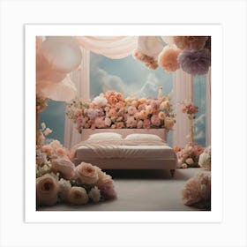 Bedroom With Flowers Art Print