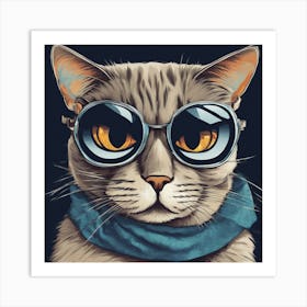 Cat With Glasses 2 Art Print