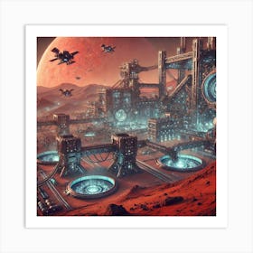 A Detailed Futuristic Scene Showing The Terraformi Art Print