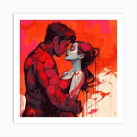 Love At First Sight In Red Paint Art Print