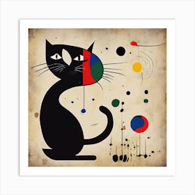 Joan Miro Inspired Cats Exhibition Poster Art Print (3) Art Print