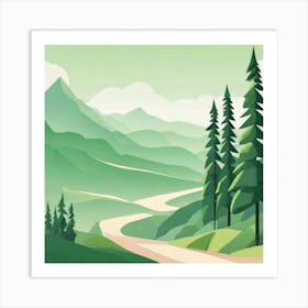 Misty mountains background in green tone 85 Art Print
