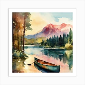 Canoe On The Lake Art Print