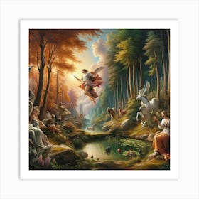 Angels In The Forest 2 Art Print