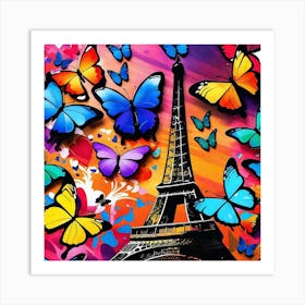 Colorful Butterflies In Paris Art Print