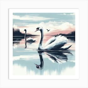 Illustration Swan 1 Art Print