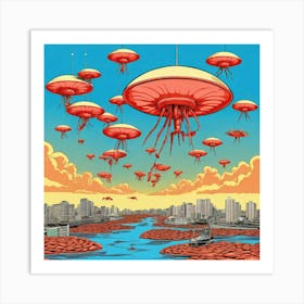 Aliens In The Sky 2 Art Print