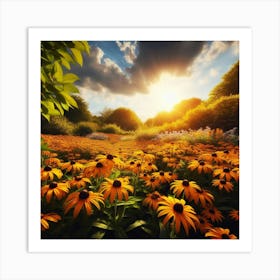 Sunflowers In The Field Art Print