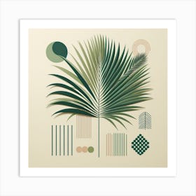 Scandinavian style, Green fan of palm leaves 2 Art Print