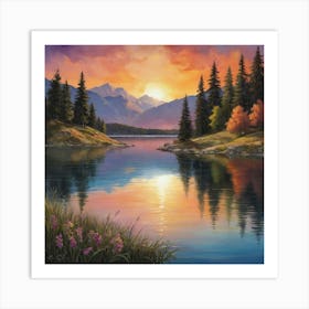 Sunset By The Lake Art Print 2 1 Art Print