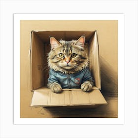 Cat In A Box 28 Art Print