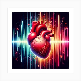 Heart Wave On Black Background Art Print