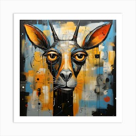 Primal Grace Abstract Deer Art Art Print