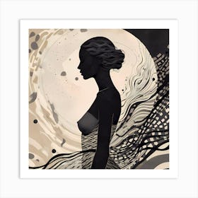 Silhouette Of A Nude Woman 1 Art Print