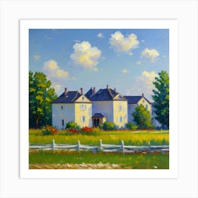 Outdoor Elegance Homes Framed by a Fence House In The Country Art Print