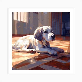 Dog Laying On The Floor Art Print