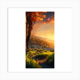 Sunset In The Forest 4 Art Print