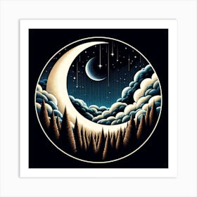 Moon And Clouds Art Print